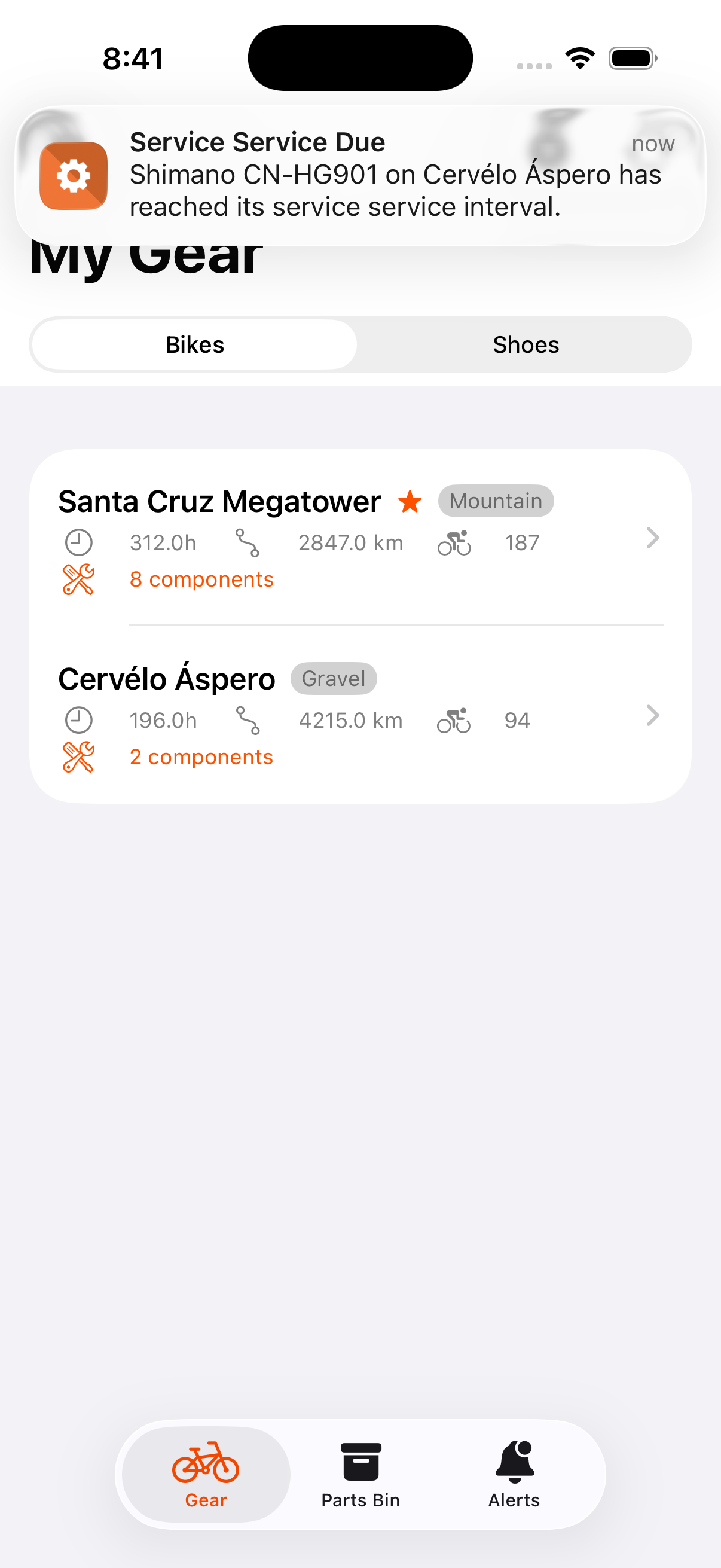 Push notification for service due